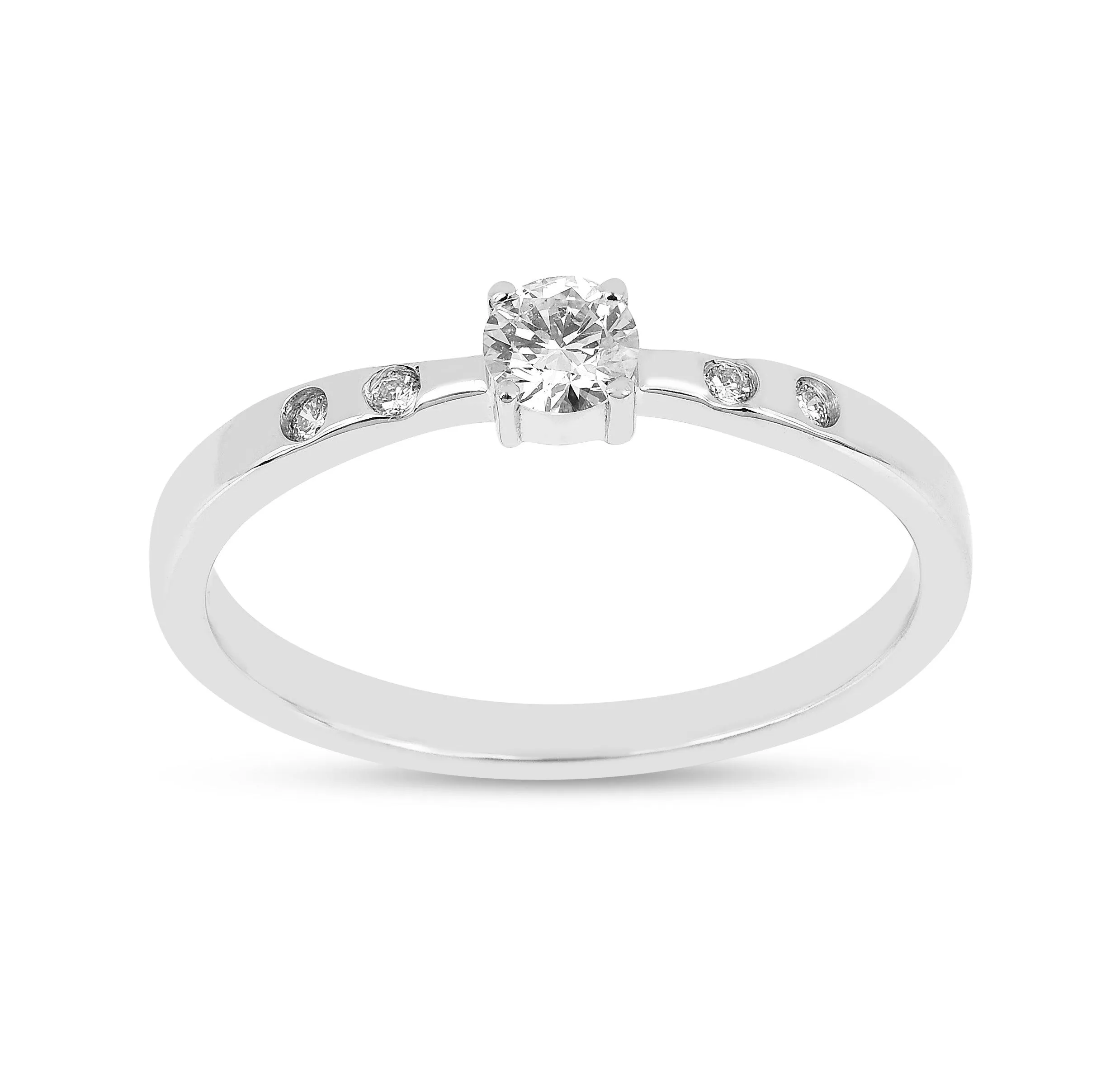 Lab  Diamond Solitaire Silver Ring