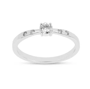 Lab  Diamond Solitaire Silver Ring