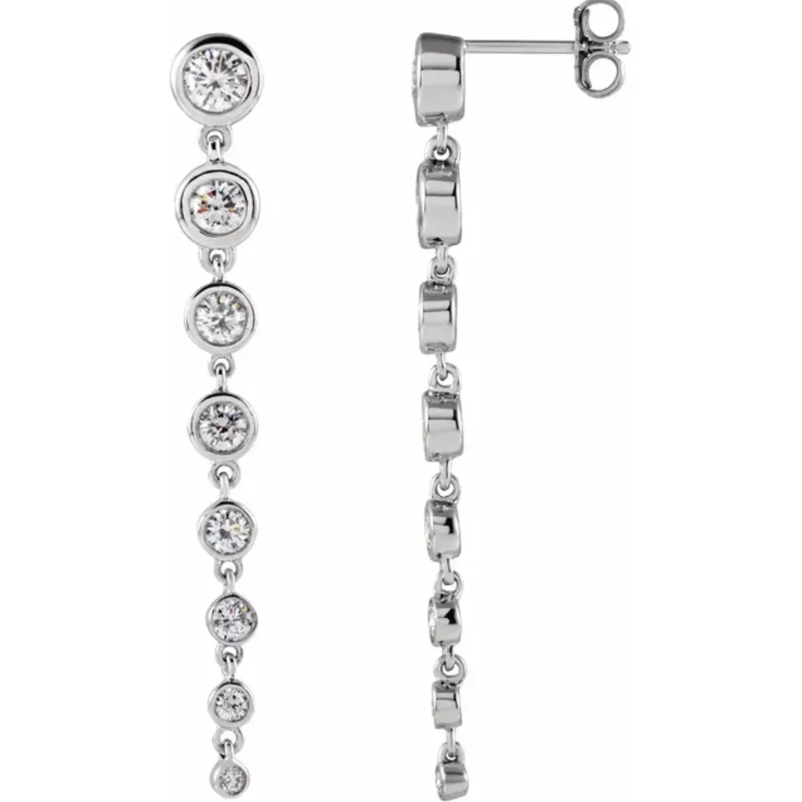 Lab-Grown Diamond Graduated Bezel-Set Drop Earrings