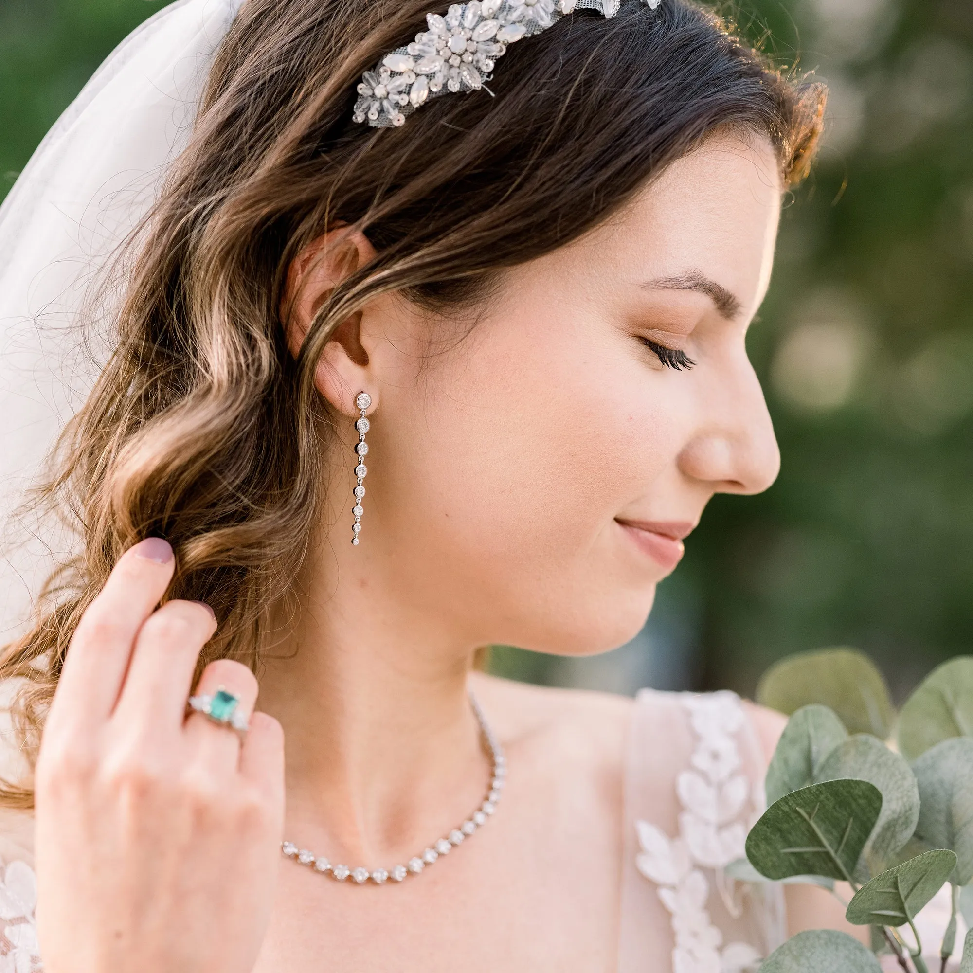 Lab-Grown Diamond Graduated Bezel-Set Drop Earrings