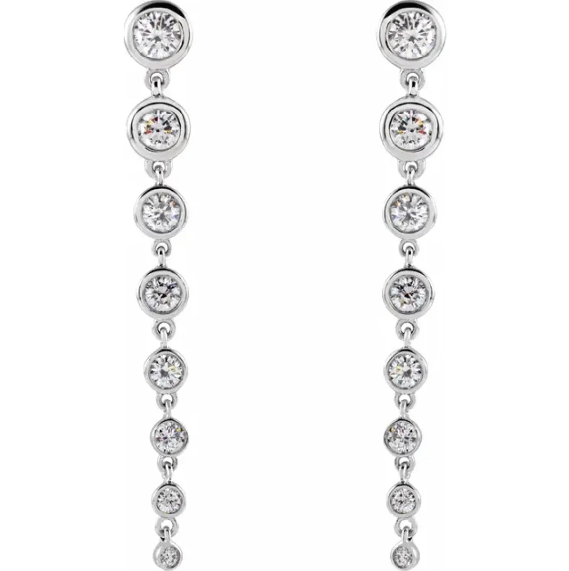 Lab-Grown Diamond Graduated Bezel-Set Drop Earrings