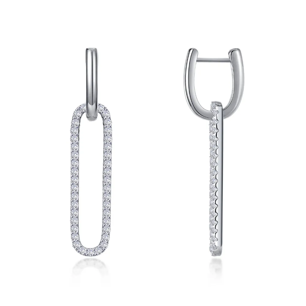 LaFonn CTTW 0.8 Silver Paperclip Drop Earrings