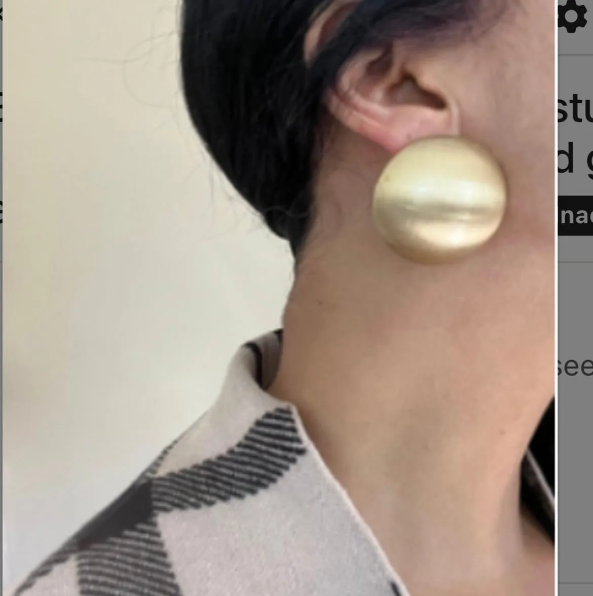 Large gold studs earrings ,huge gold stud earring , round gold earrings , chunky brushed metal