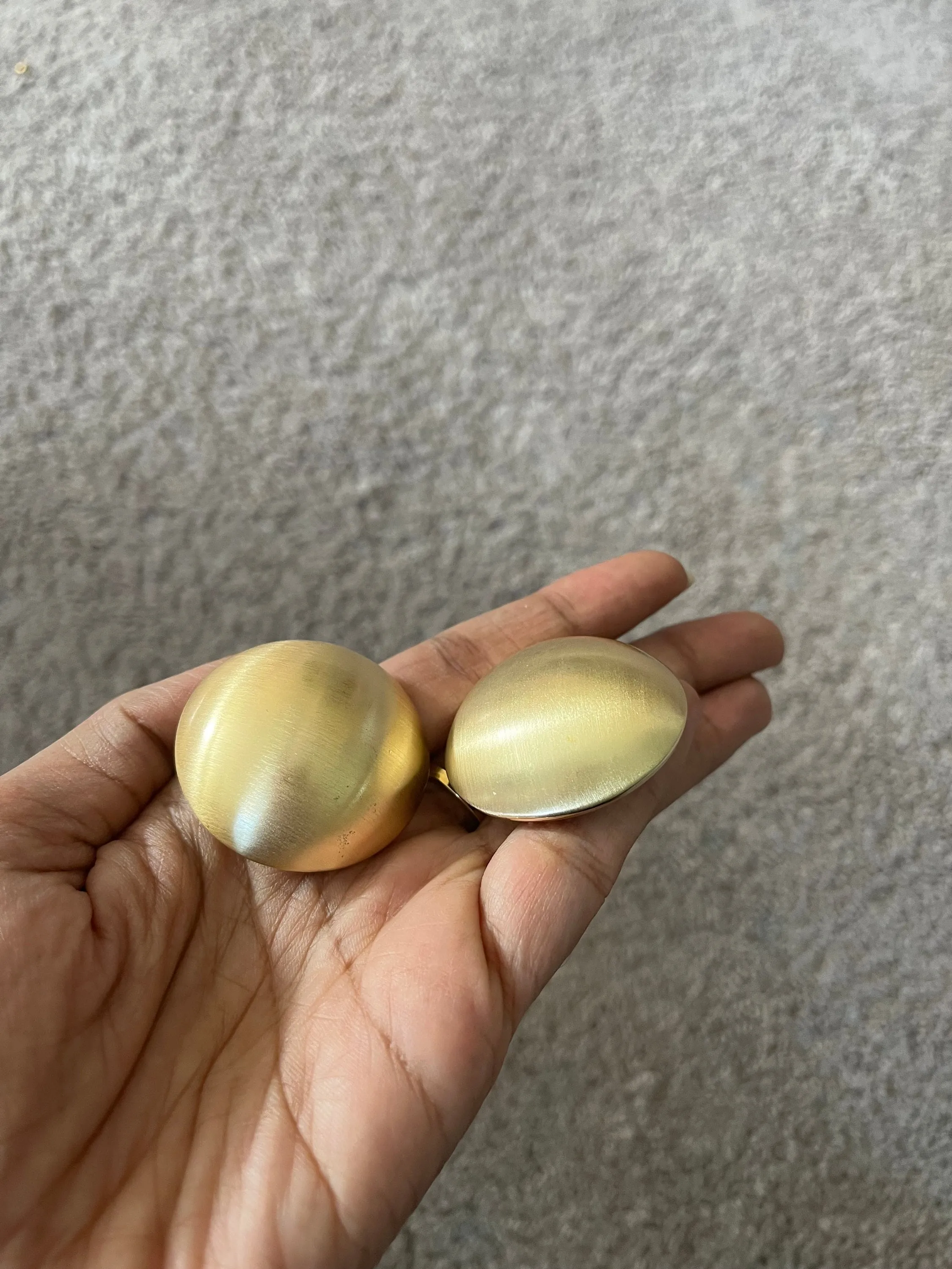 Large gold studs earrings ,huge gold stud earring , round gold earrings , chunky brushed metal