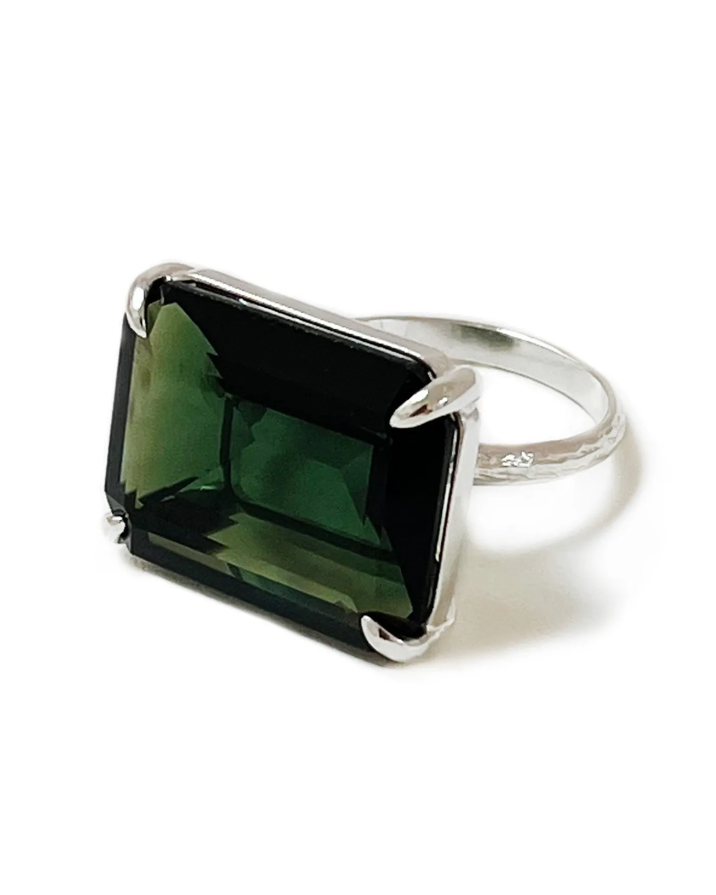 Large Shimmer Ring in Emerald Quartz
