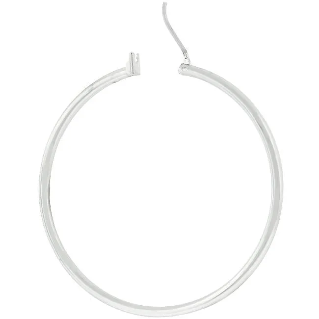 Large Silvertone Finish Hoop Earrings