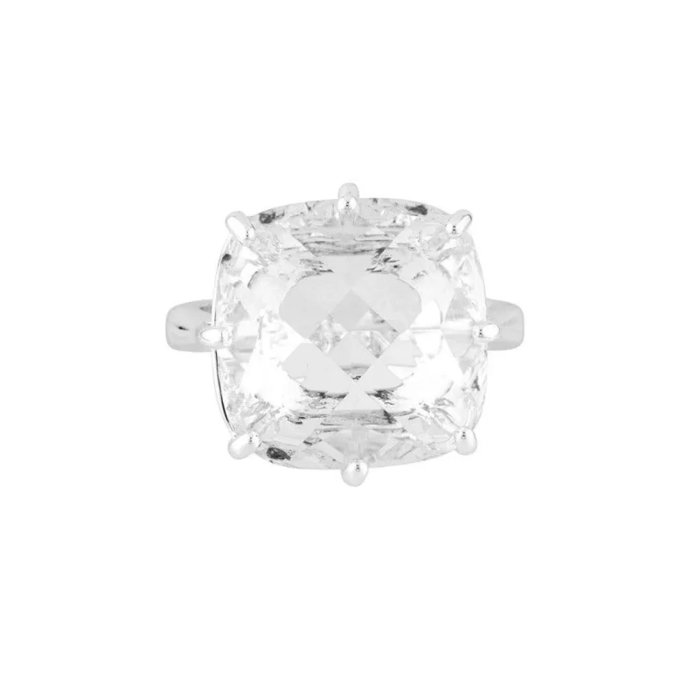 Les Nereides Square Crystal Stone Silver Ring