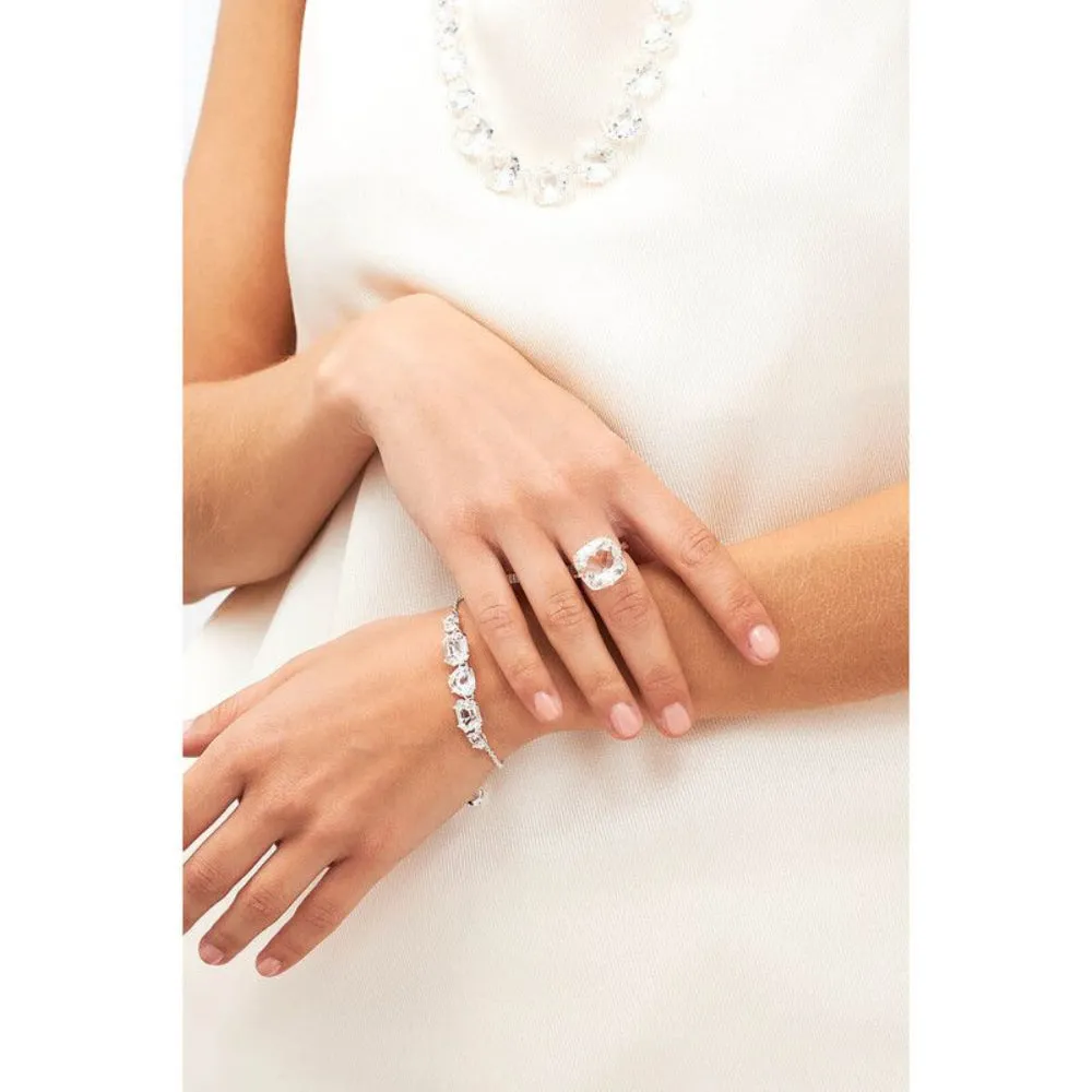 Les Nereides Square Crystal Stone Silver Ring