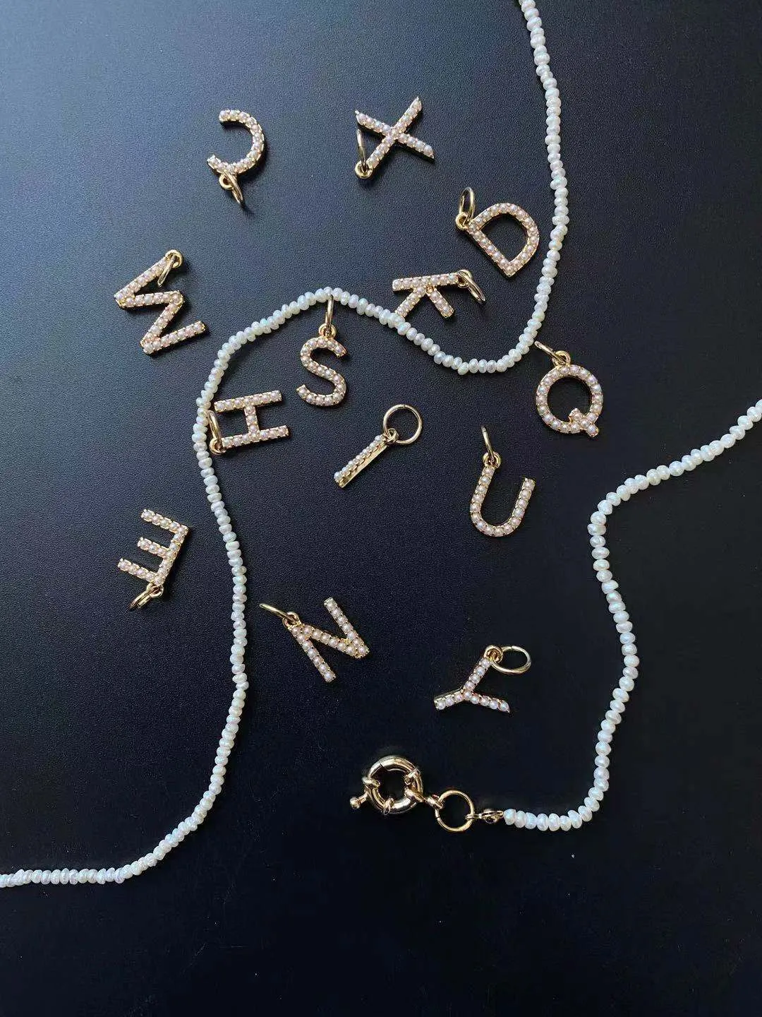 Letter Freshwater Pearl Choker Necklace