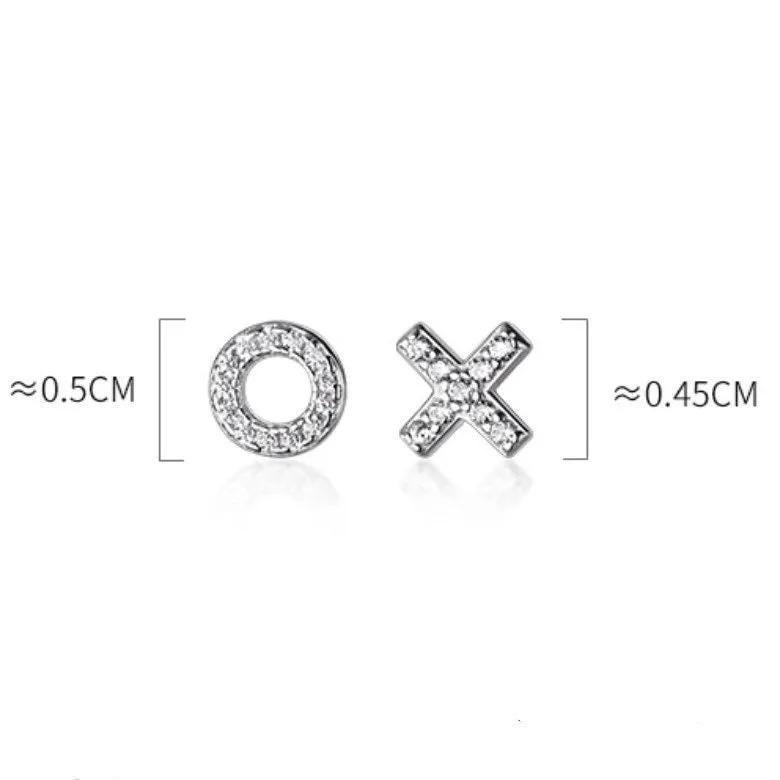 Letter X&O Asymmetry Studs Earrings