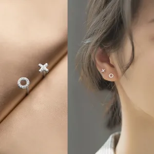 Letter X&O Asymmetry Studs Earrings