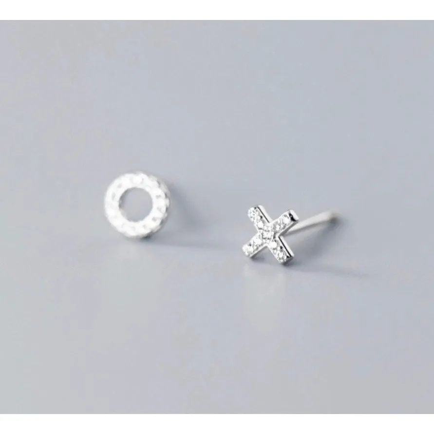 Letter X&O Asymmetry Studs Earrings