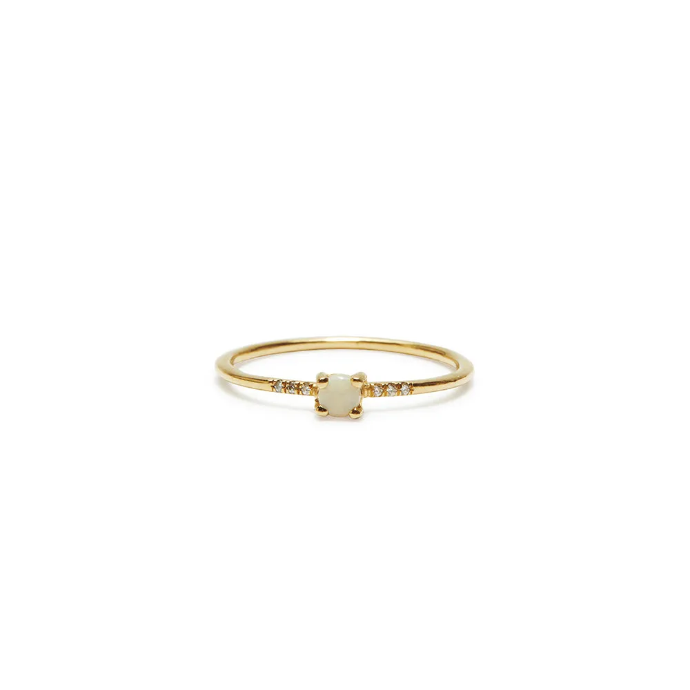 little prong pavé opal solitaire ring