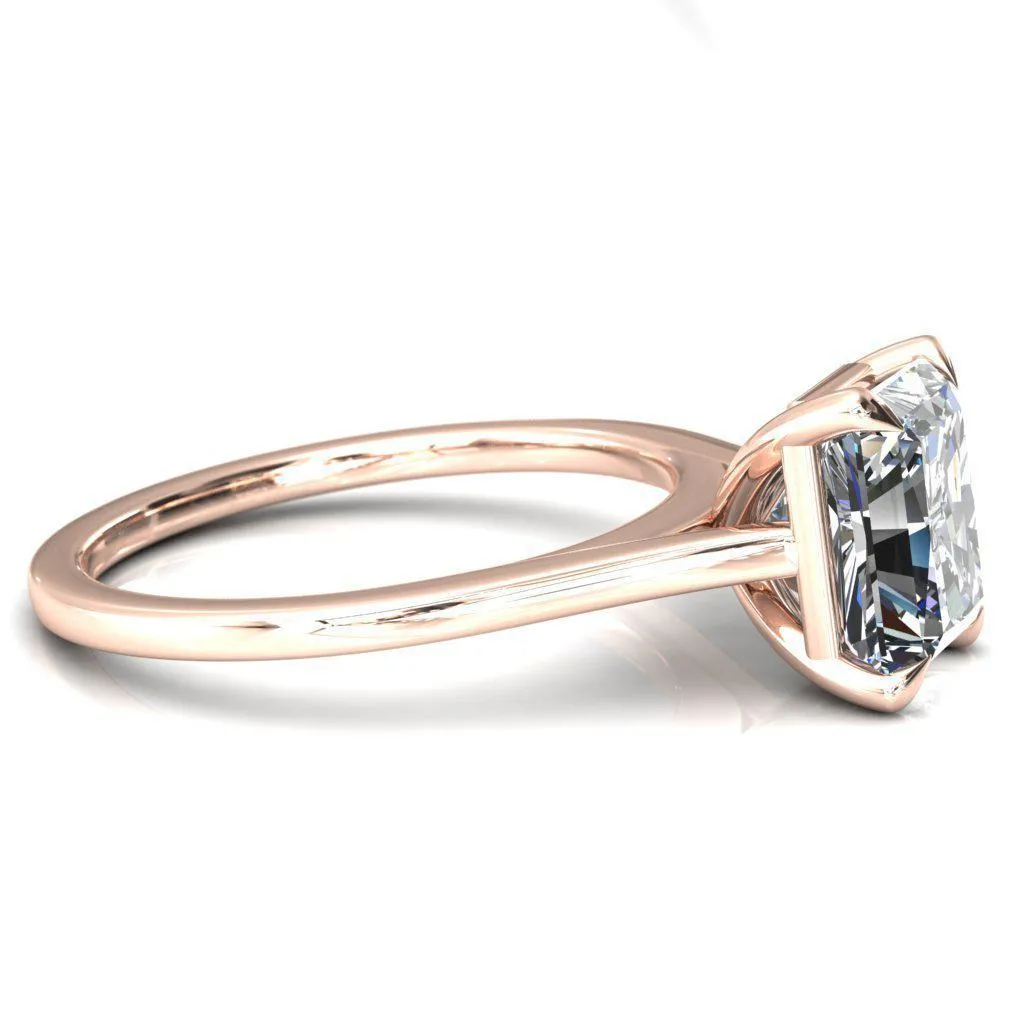 Lizzy Radiant Center Stone 4 Claw Prong Cathedral Engagement Ring