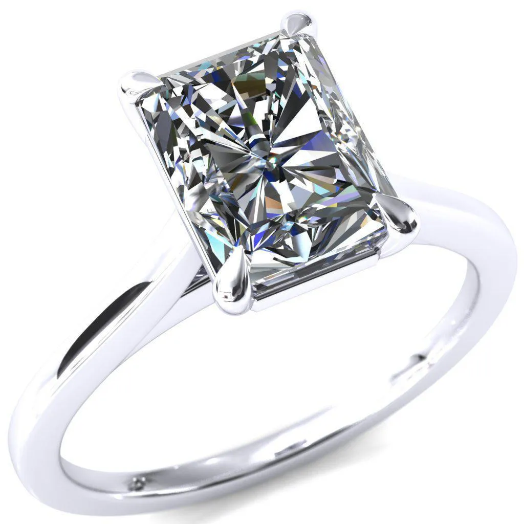 Lizzy Radiant Center Stone 4 Claw Prong Cathedral Engagement Ring