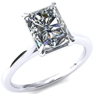 Lizzy Radiant Center Stone 4 Claw Prong Cathedral Engagement Ring
