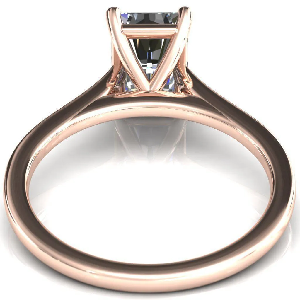 Lizzy Radiant Center Stone 4 Claw Prong Cathedral Engagement Ring