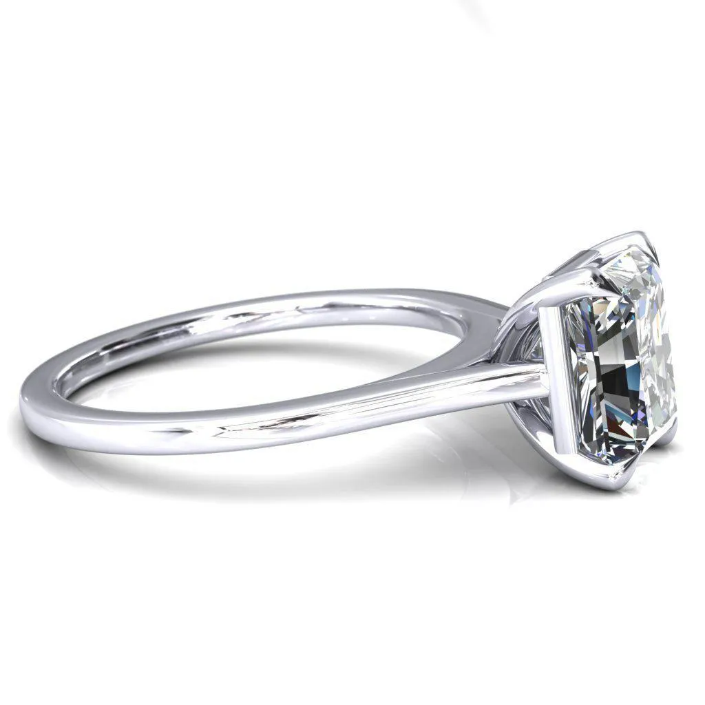 Lizzy Radiant Center Stone 4 Claw Prong Cathedral Engagement Ring