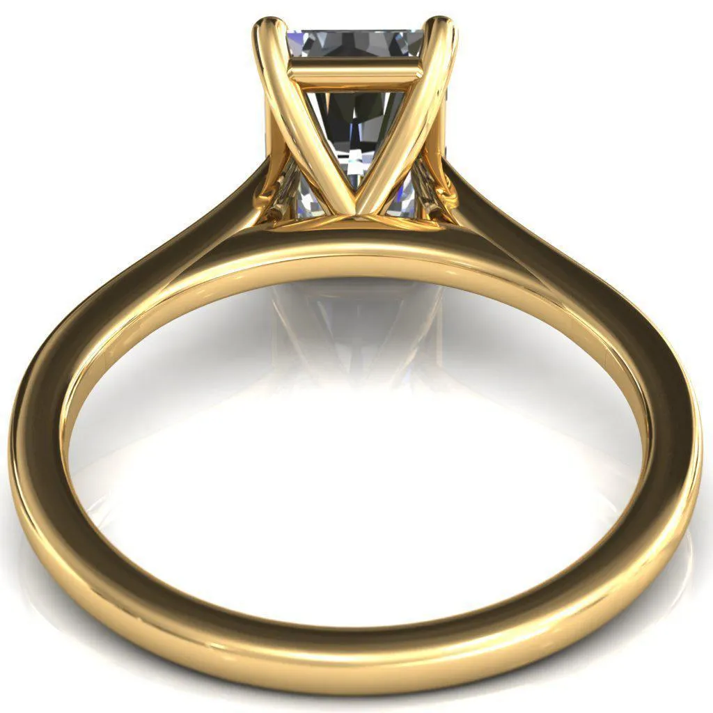 Lizzy Radiant Center Stone 4 Claw Prong Cathedral Engagement Ring
