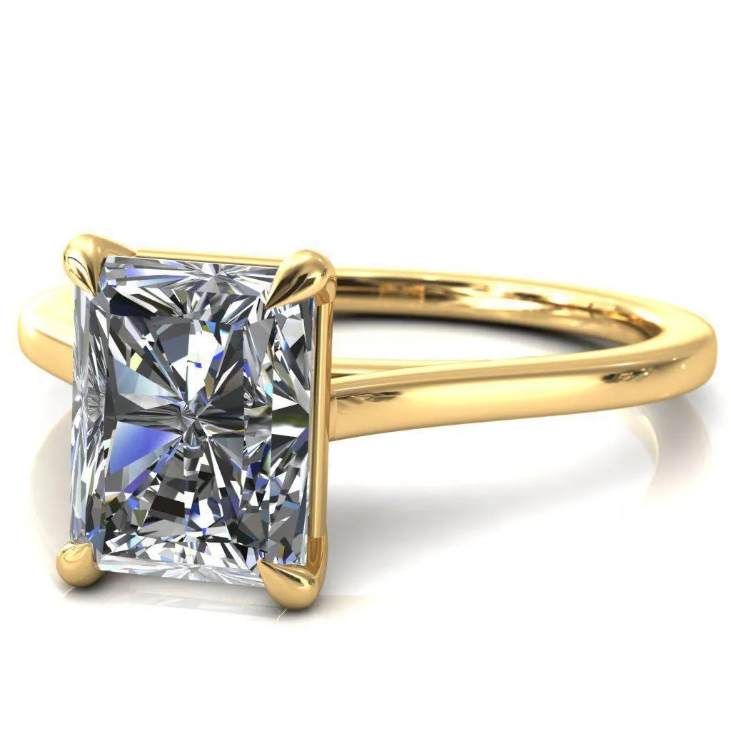 Lizzy Radiant Center Stone 4 Claw Prong Cathedral Engagement Ring