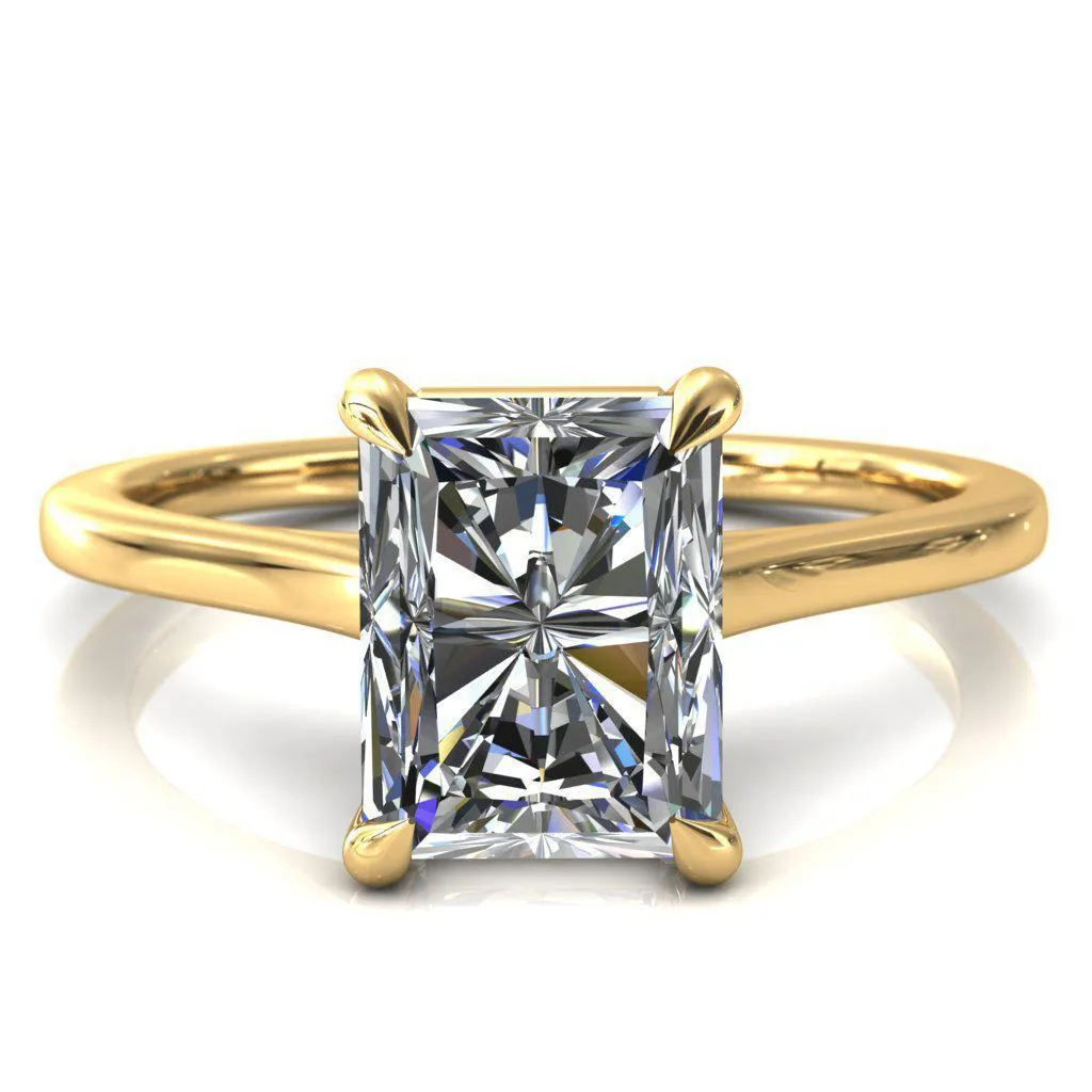 Lizzy Radiant Center Stone 4 Claw Prong Cathedral Engagement Ring