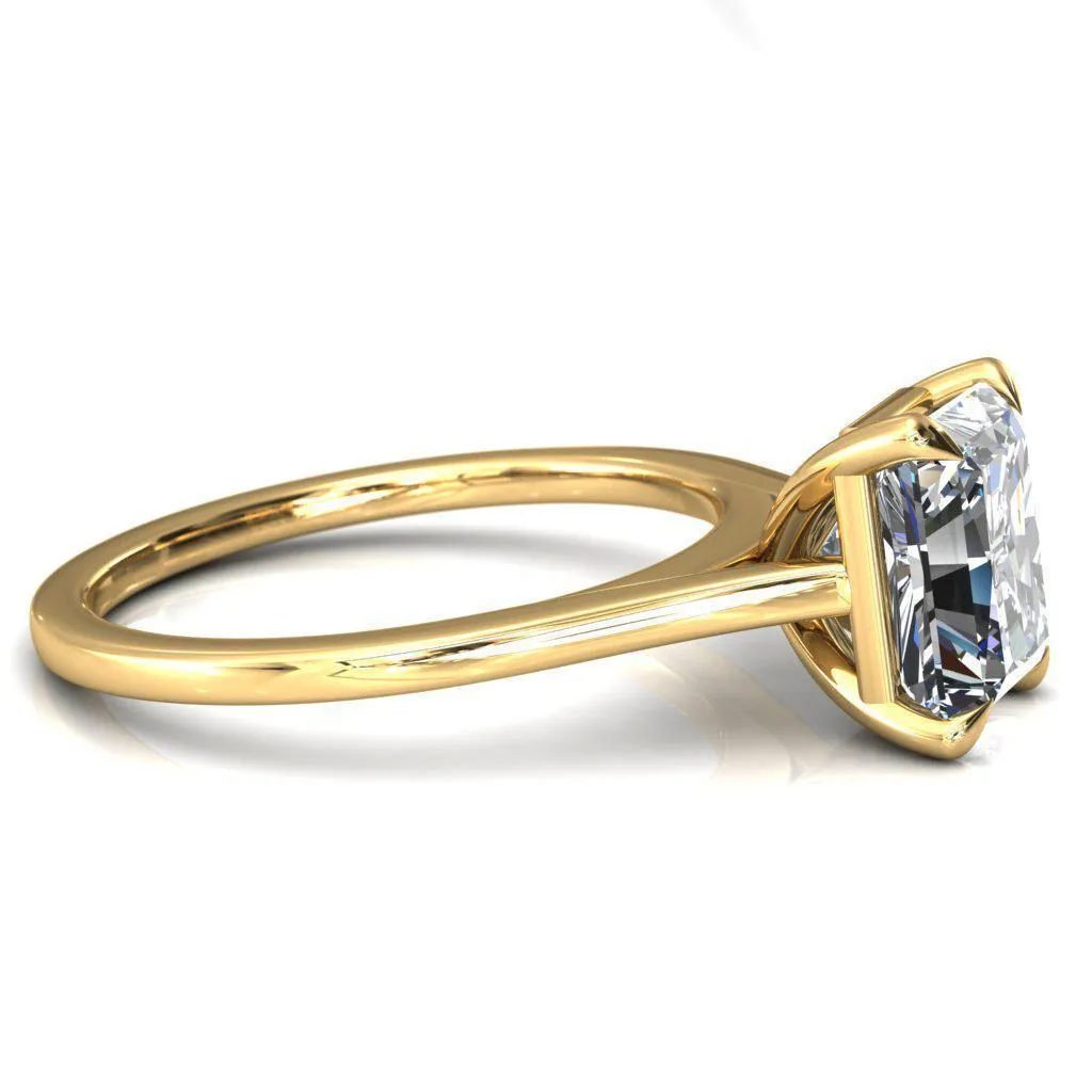 Lizzy Radiant Center Stone 4 Claw Prong Cathedral Engagement Ring