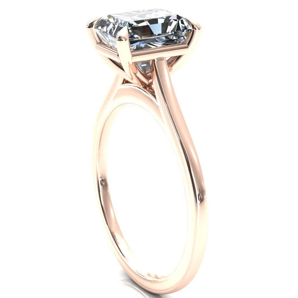 Lizzy Radiant Center Stone 4 Claw Prong Cathedral Engagement Ring