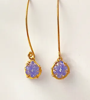 Long Gold Tanzanite Dream Catcher Earrings