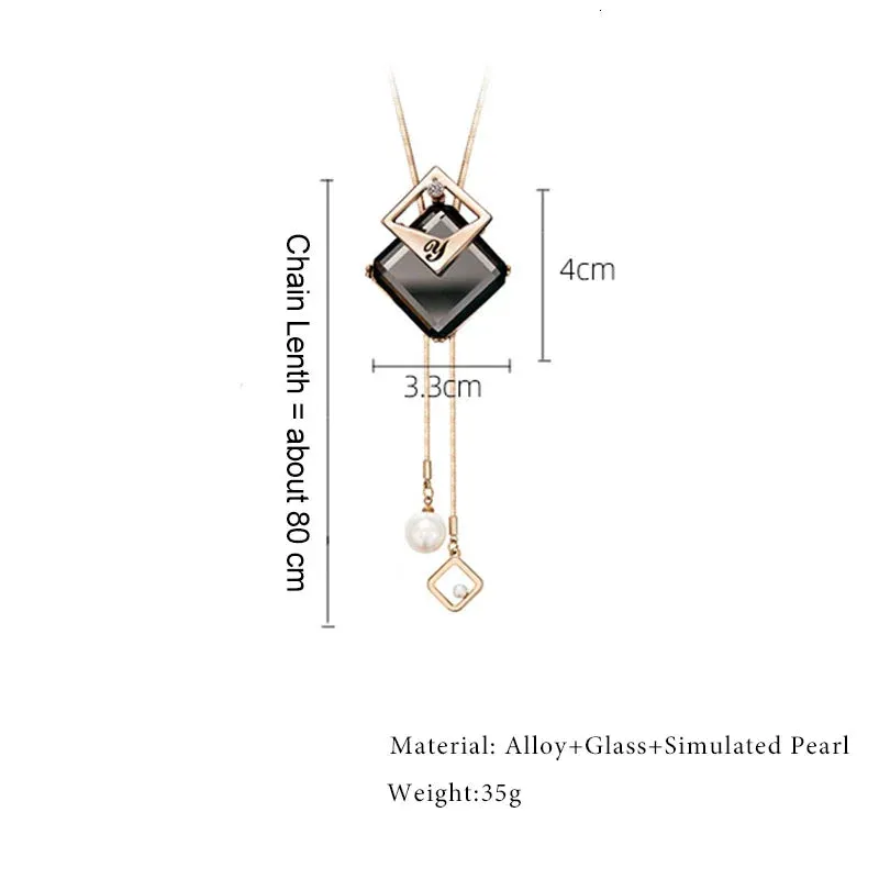 Long Necklaces & Pendants Fashion Geometric Crystal Statement Necklace For Women Collier Femme Pearl Choker