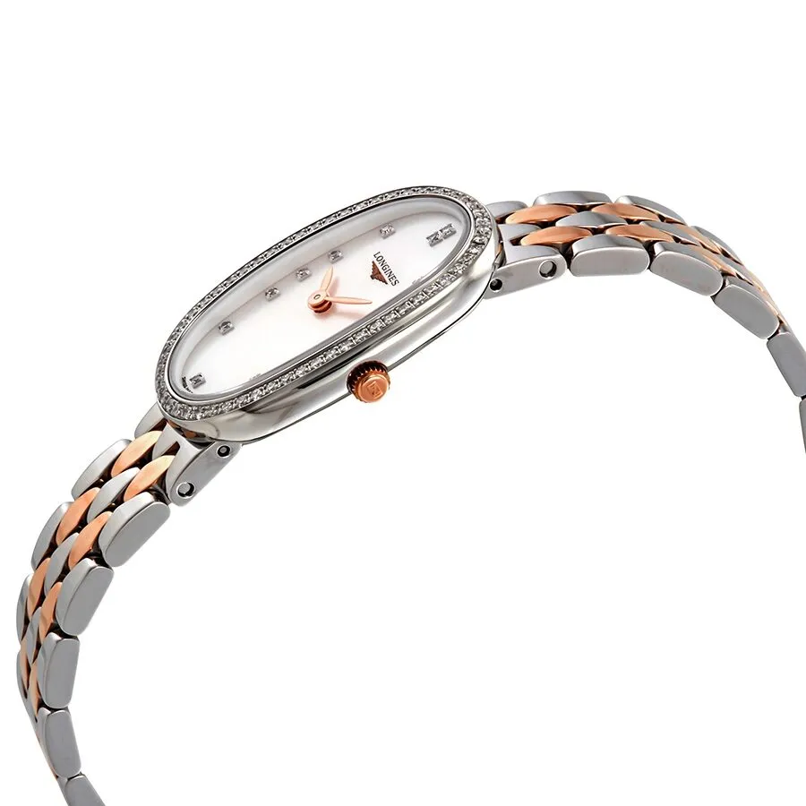 Longines Symphonette Mother of Pearl Diamond Dial Ladies Steel and 18k Pink Gold Watch L2.305.5.89.7
