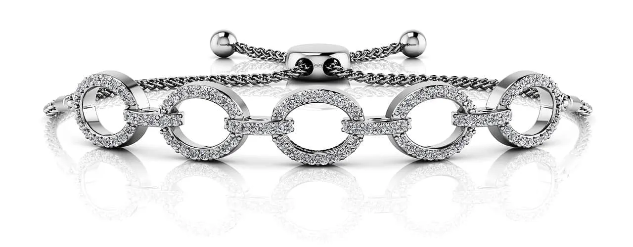 Love Open Oval Adjustable Diamond Bracelet with 0.98 ct.(finished) 1.2mm