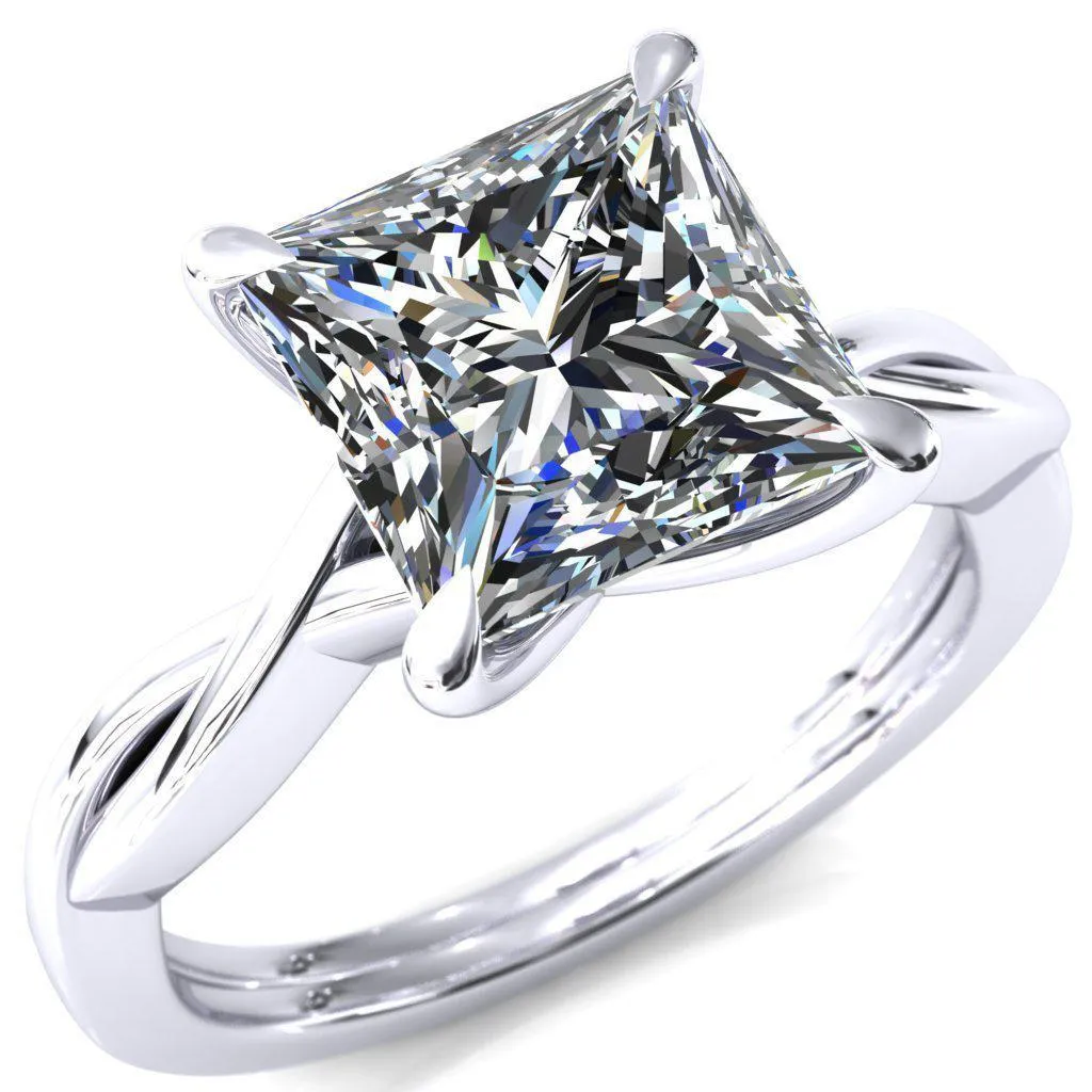 Lucia Princess/Square Moissanite 4 Claw Prong 1/2 Infinity Solitaire Ring Engagement Ring