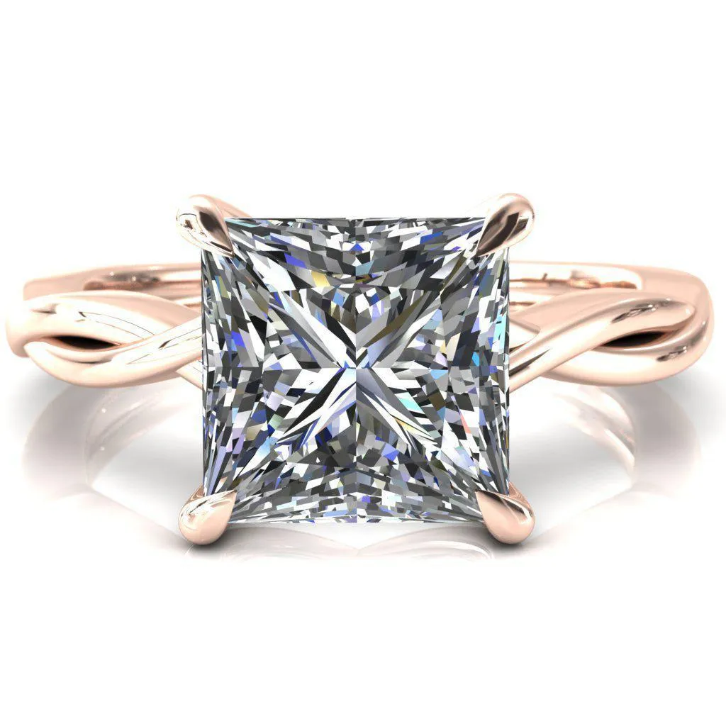 Lucia Princess/Square Moissanite 4 Claw Prong 1/2 Infinity Solitaire Ring Engagement Ring