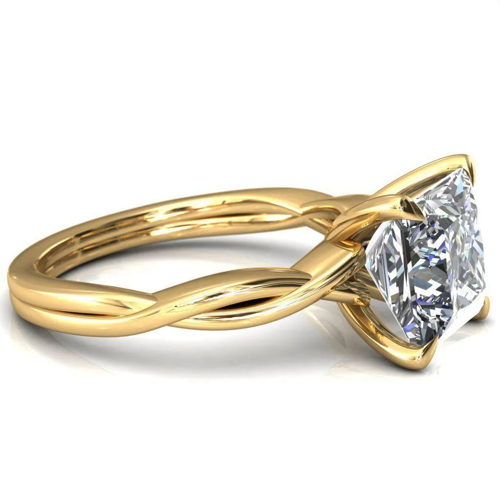 Lucia Princess/Square Moissanite 4 Claw Prong 1/2 Infinity Solitaire Ring Engagement Ring