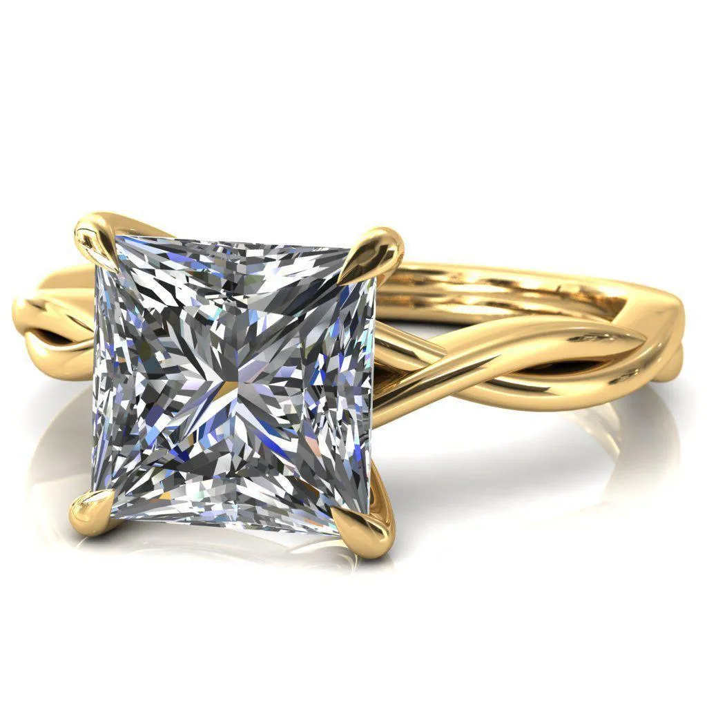 Lucia Princess/Square Moissanite 4 Claw Prong 1/2 Infinity Solitaire Ring Engagement Ring
