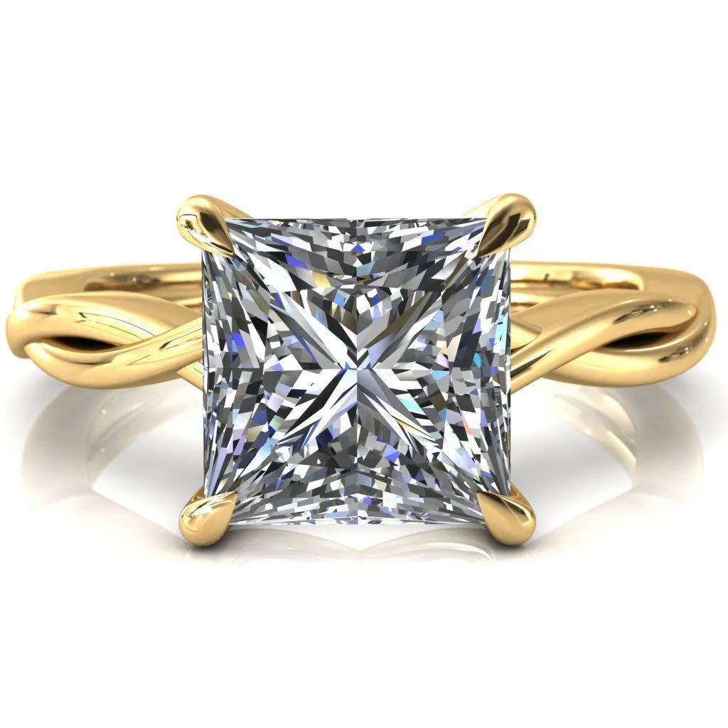 Lucia Princess/Square Moissanite 4 Claw Prong 1/2 Infinity Solitaire Ring Engagement Ring