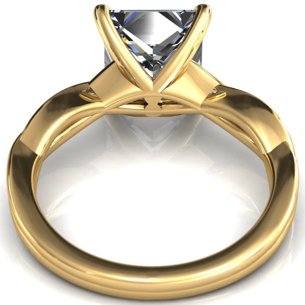 Lucia Princess/Square Moissanite 4 Claw Prong 1/2 Infinity Solitaire Ring Engagement Ring