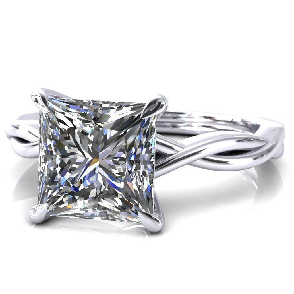 Lucia Princess/Square Moissanite 4 Claw Prong 1/2 Infinity Solitaire Ring Engagement Ring