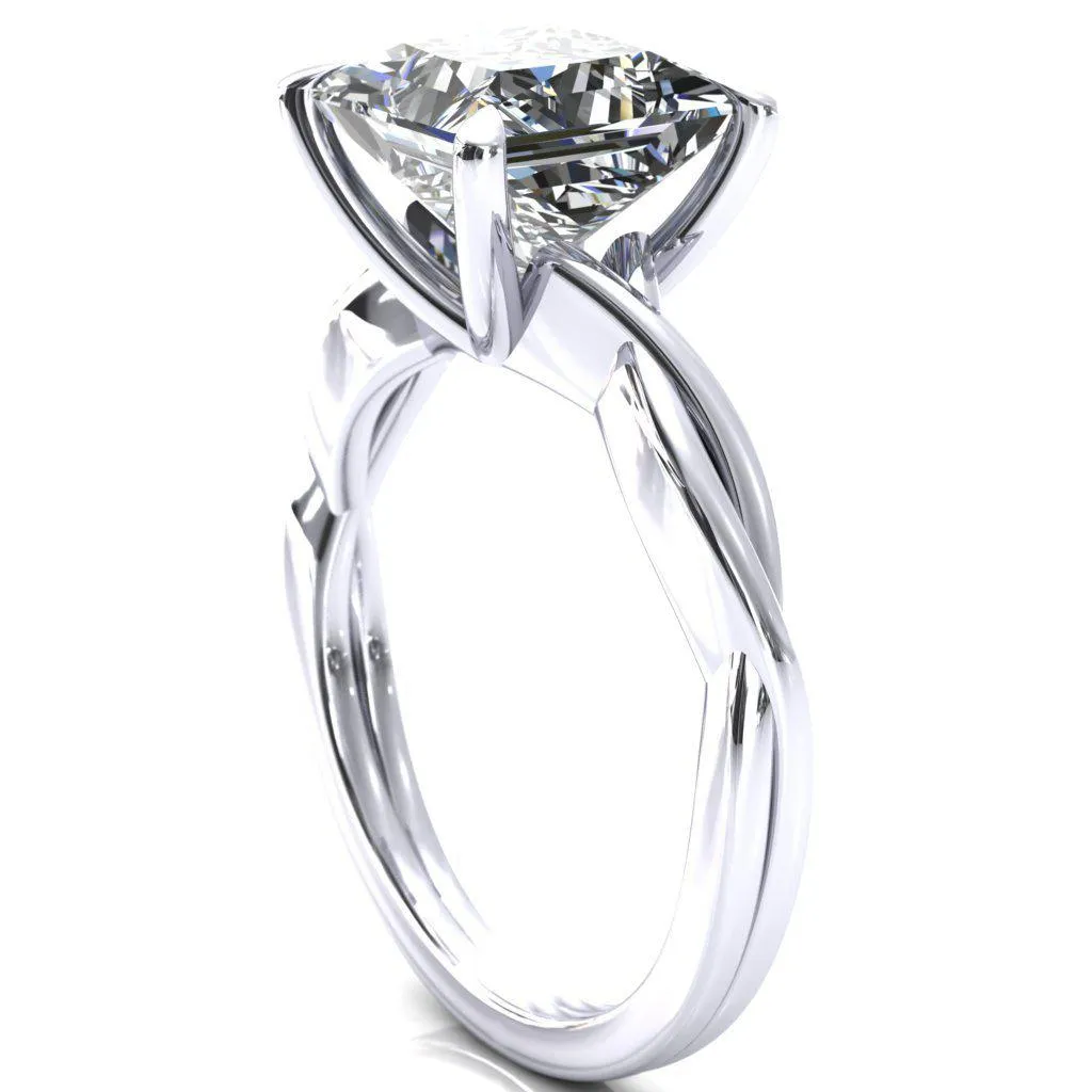 Lucia Princess/Square Moissanite 4 Claw Prong 1/2 Infinity Solitaire Ring Engagement Ring