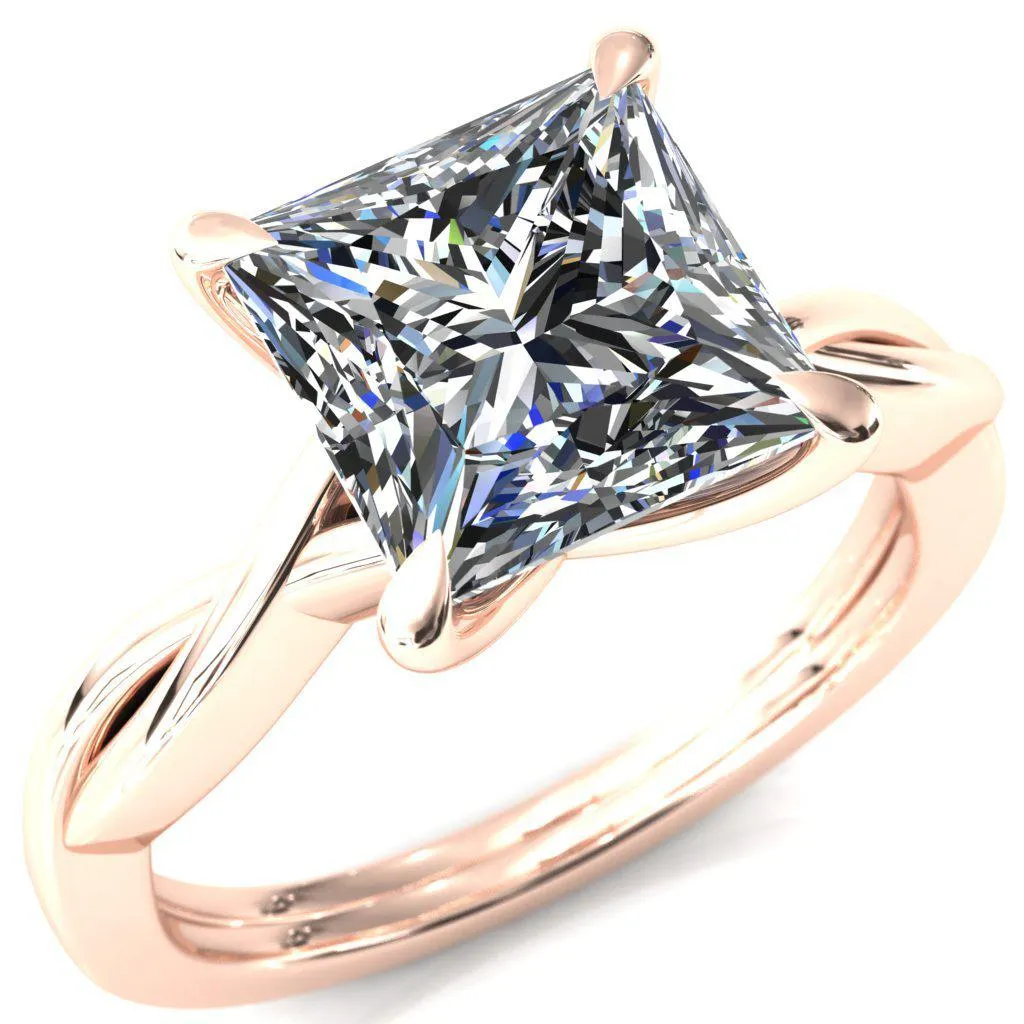Lucia Princess/Square Moissanite 4 Claw Prong 1/2 Infinity Solitaire Ring Engagement Ring