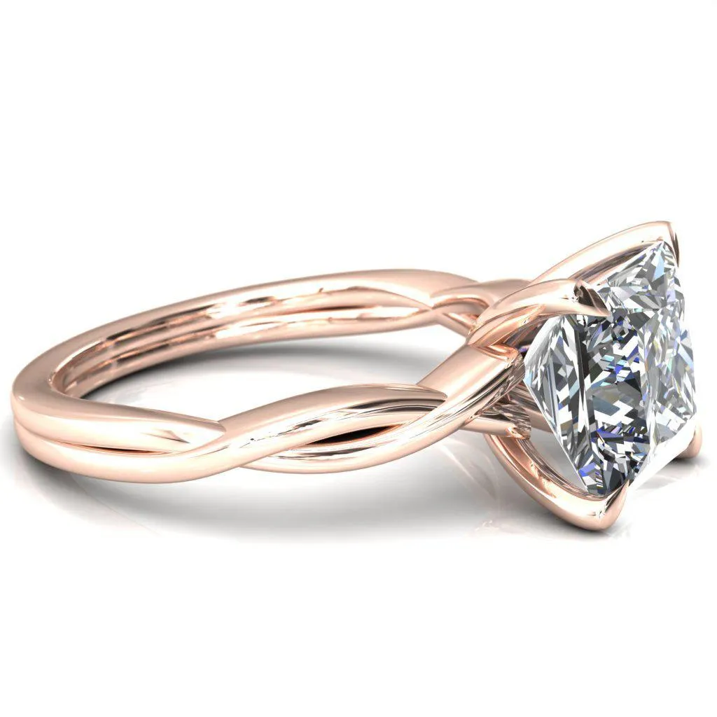 Lucia Princess/Square Moissanite 4 Claw Prong 1/2 Infinity Solitaire Ring Engagement Ring