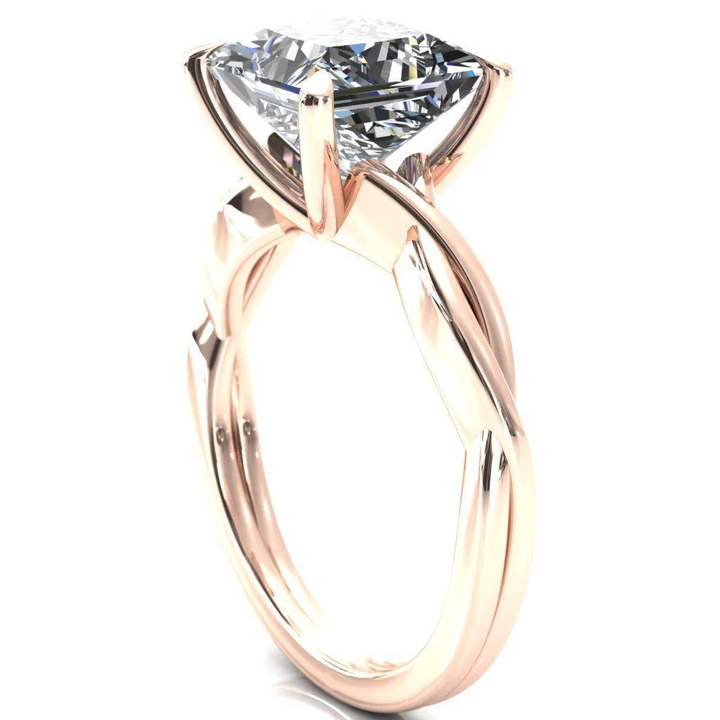 Lucia Princess/Square Moissanite 4 Claw Prong 1/2 Infinity Solitaire Ring Engagement Ring