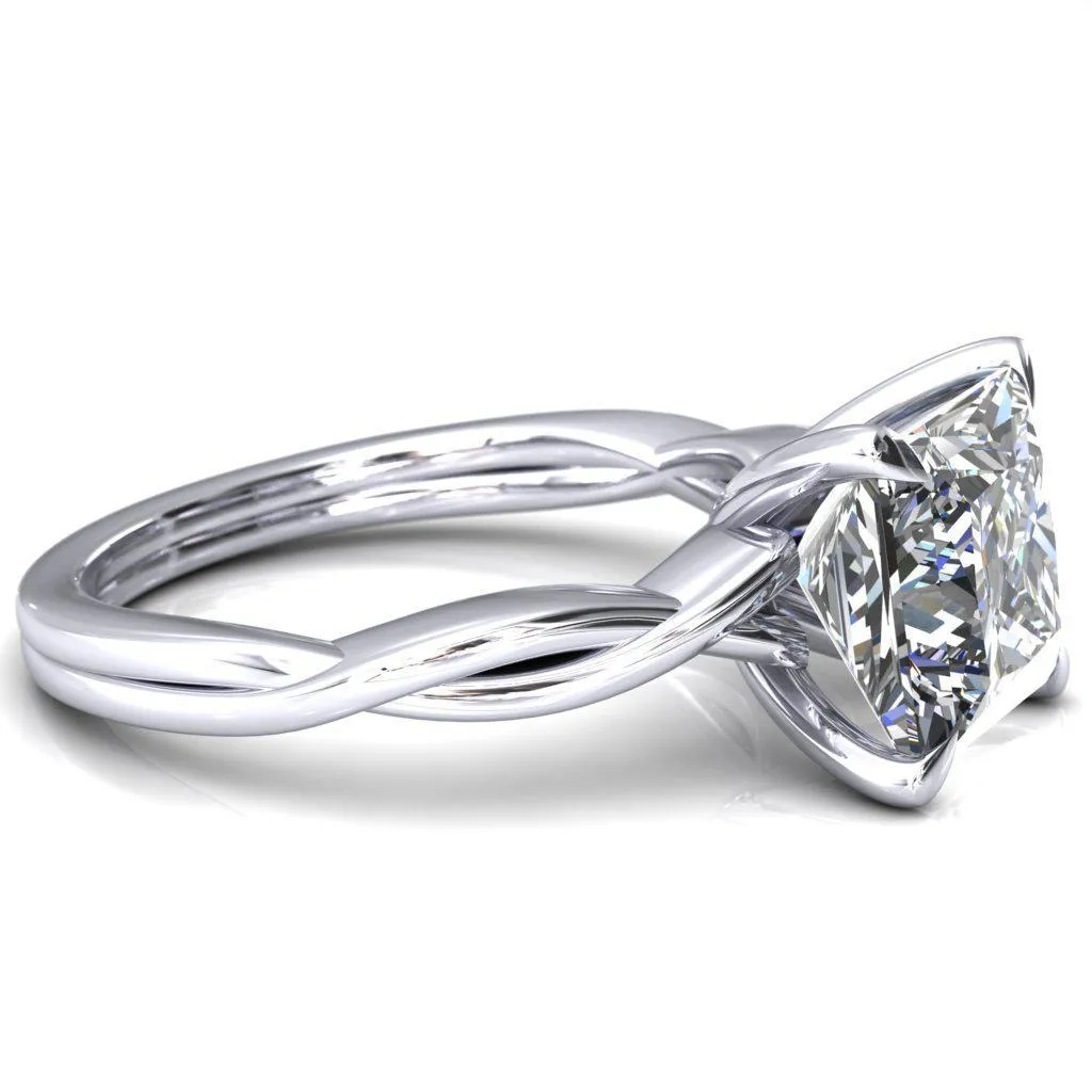 Lucia Princess/Square Moissanite 4 Claw Prong 1/2 Infinity Solitaire Ring Engagement Ring