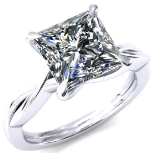 Lucia Princess/Square Moissanite 4 Claw Prong 1/2 Infinity Solitaire Ring Engagement Ring