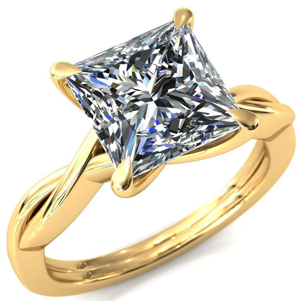 Lucia Princess/Square Moissanite 4 Claw Prong 1/2 Infinity Solitaire Ring Engagement Ring