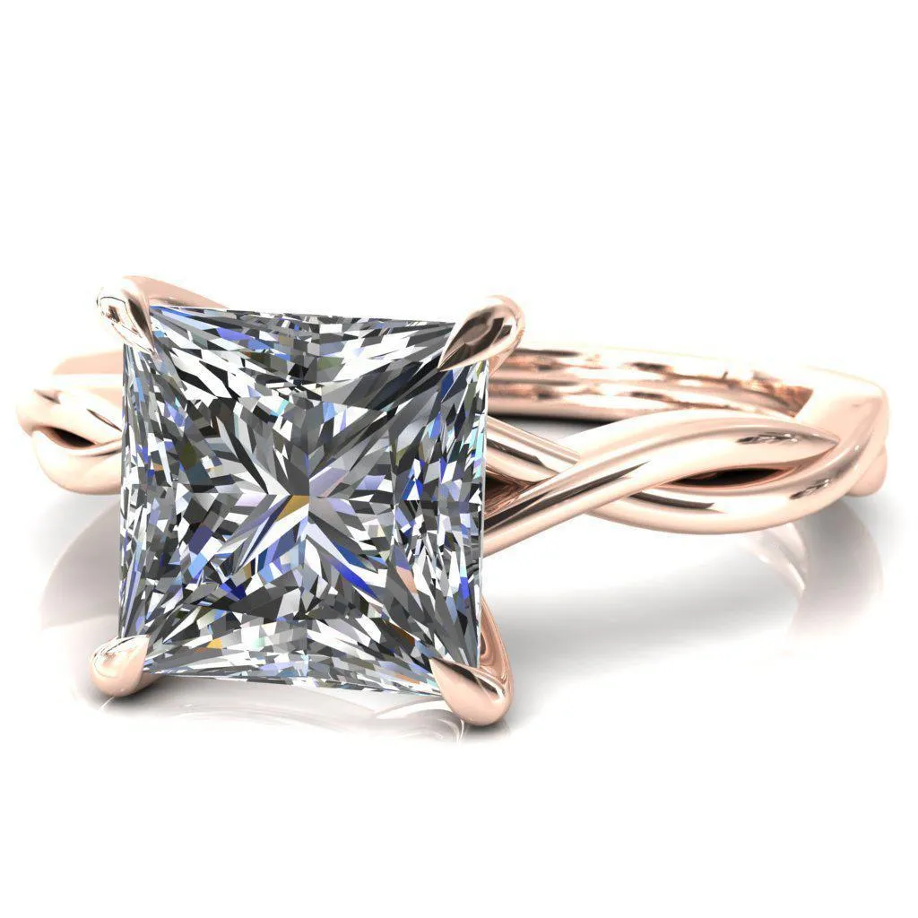 Lucia Princess/Square Moissanite 4 Claw Prong 1/2 Infinity Solitaire Ring Engagement Ring