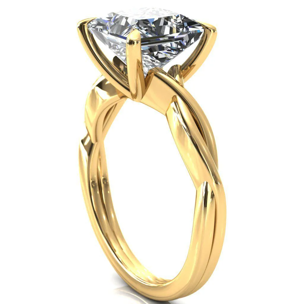 Lucia Princess/Square Moissanite 4 Claw Prong 1/2 Infinity Solitaire Ring Engagement Ring