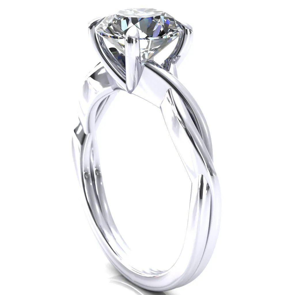 Lucia Round Center Stone 4 Claw Prong 1/2 Infinity Solitaire Ring Engagement Ring