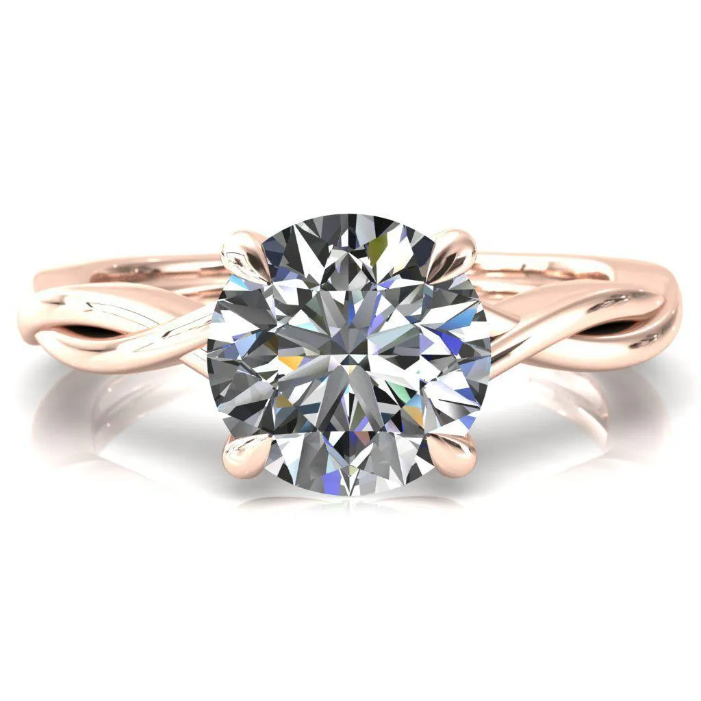 Lucia Round Center Stone 4 Claw Prong 1/2 Infinity Solitaire Ring Engagement Ring