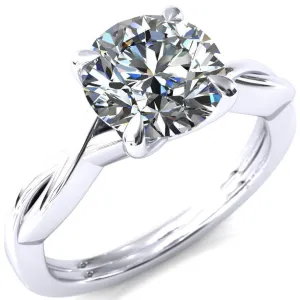 Lucia Round Center Stone 4 Claw Prong 1/2 Infinity Solitaire Ring Engagement Ring